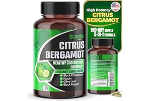 SOTALIX SUPPLEMENT Premium Citrus Bergamot Organic Bergamot Supplement with Niacin Black Chokeberry Olive Leaf Black Pepper - Heart & Circulatory Function Support 150-day Support (150 Count (Pack 1))