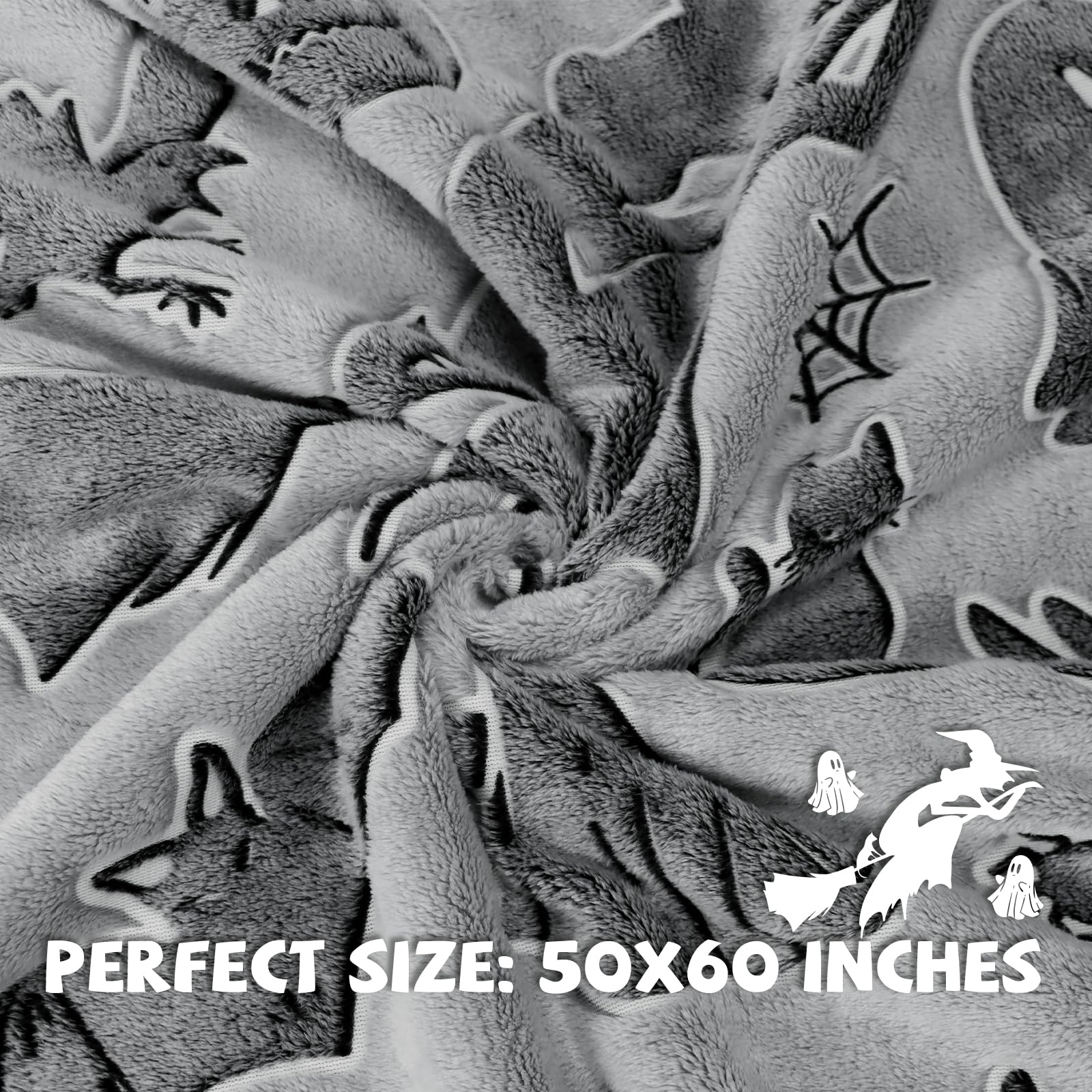 REXEO Throw Blanket Kids Soft Fleece Blankets Black Cat Halloween Throw Blanket 50