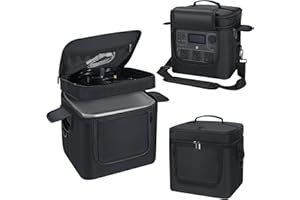 Undomip Carrying Bag Compatible with ECOFLOW River 2 Pro, Power Storage Bag with Adjustable Shoulder Strap, Soft Generator Cover with Side Zipper,28 * 27 * 23CM (Black, For River 2 Pro)