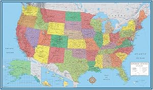 24x36 United States, USA Classic Elite Wall Map Mural Poster (Laminated)