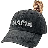 Women's Ponytail Embroidered Baseball Cap Dinomama Dinosaur Mama Mom Vintage Distressed Dad Hat