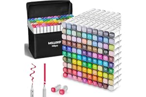 WELLOKB Alcohol Markers, 100 Colors Dual Tip Art Markers for Coloring, Drawing, Illustrations, Book Painting, Alcohol Based with Carrying Case for Adult Kids