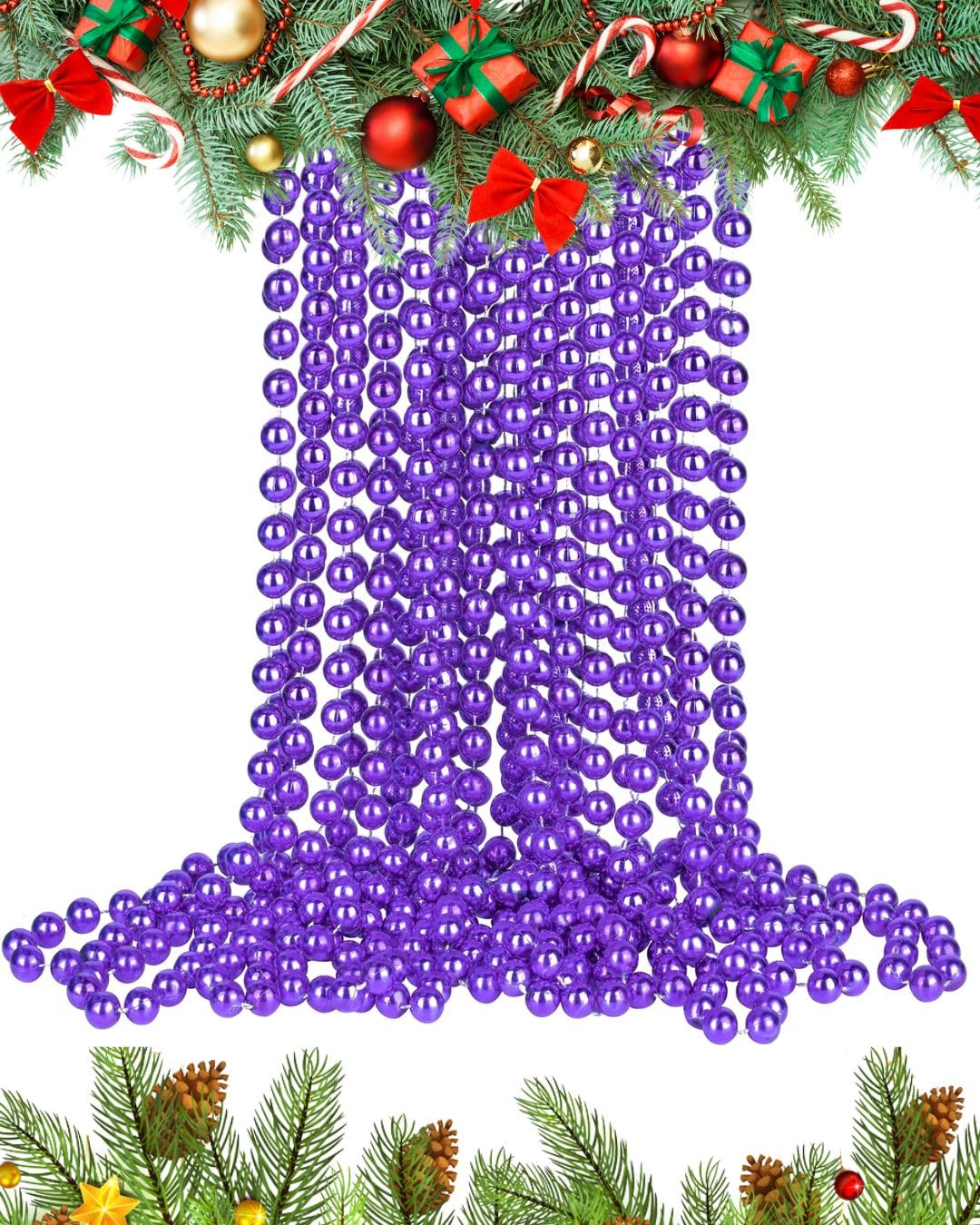 UKDD® 10m Long Christmas Bead Chain - Christmas Shiny Bead Garlands - Christmas tree Decorations (Purple)