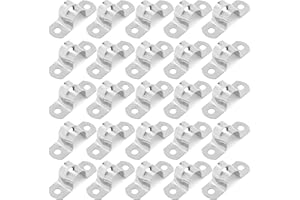 Nayciiy 25PCS M16 304 Stainless Steel Rigid Pipe Strap Two Hole Cable Strap u Bracket Pipe Clamps Heavy Duty Pipe Fasten Holder for Tube, Pipe or Wire Cord Installation (25, 16MM（5/8 "）)