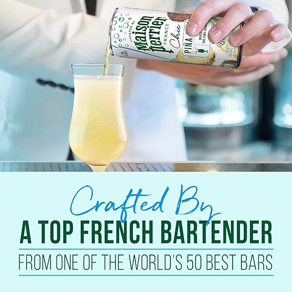 MAISON PERRIER CHIC PINA FIZZ, PINEAPPLE AND COCONUT FLAVORED SPARKLING BEVERAGE, LOW CALORIE, MOCKTAIL, 4-PACK