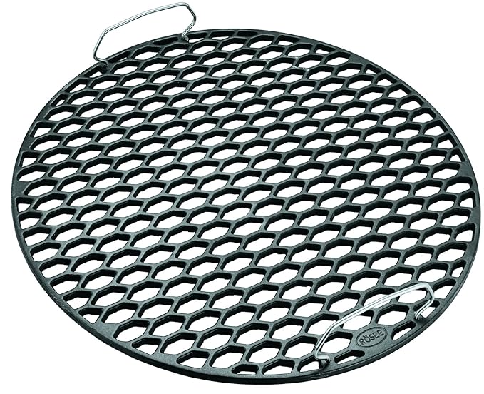 RÖSLE Gussrost RS 50 cm, emailliertes Gusseisen matt, schwarz, 49 x 49 x 8 cm, 5 kg, passend für Ø 50/60 cm