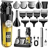 6-in-1 Hair Clipper Beard Trimmer for Men, IPX6 Waterproof Electric Shaver Razor&Cordless Hair Clipper Grooming Kit Hair Trim