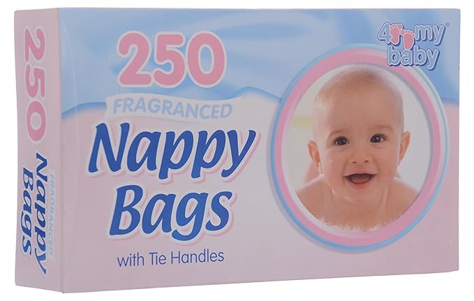 4 My Baby Nappy Bags with Tie Handles, 250 Sheets (White, O4PS-122741)