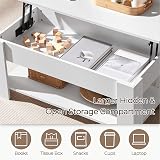 Yaheetech Lift Up Coffee Table White 98x50 cm Hidden Storage Drawer view 6
