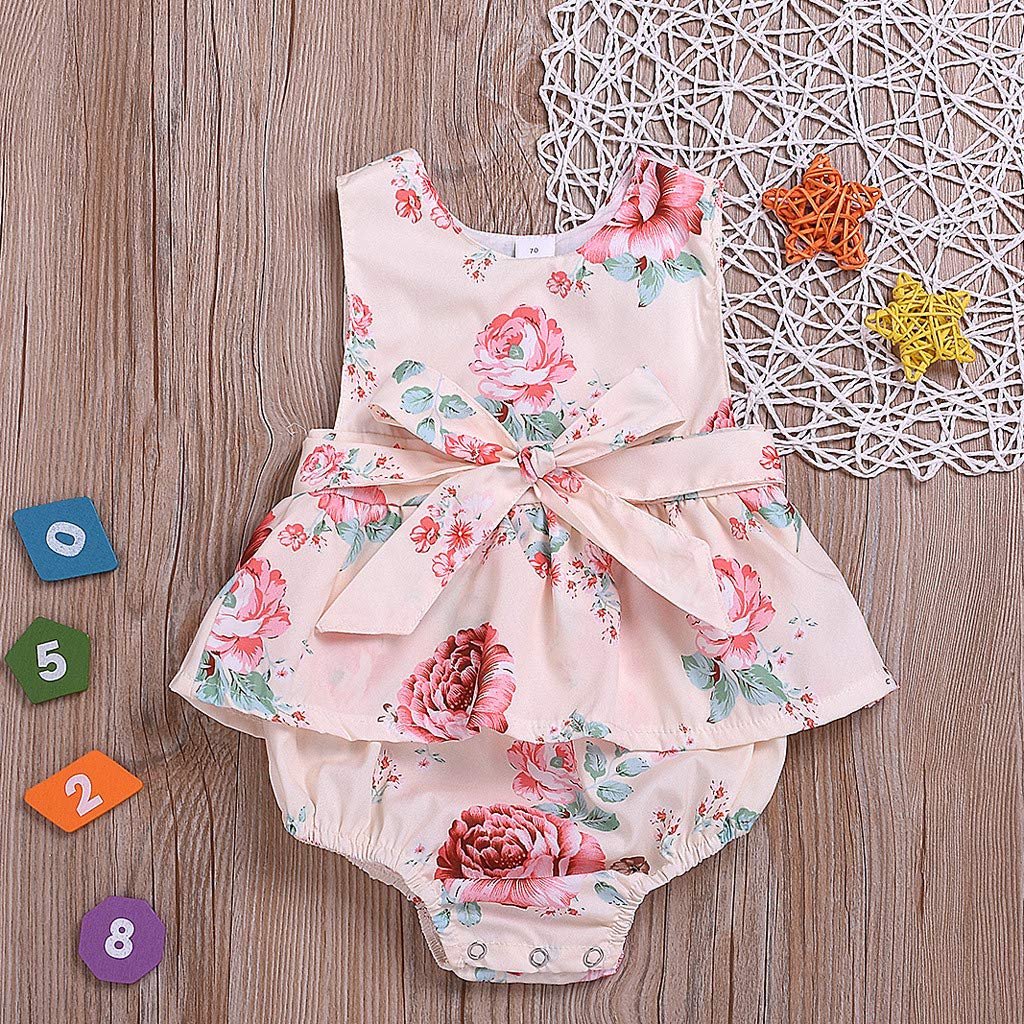 Ropa Bebe Niña Verano Fossen Recién Nacido 0 a 24 Meses Bodys sin Mangas  con Flores y Bowknot Niñas de hasta 24 meses Bebé futakuchi-hakata.com