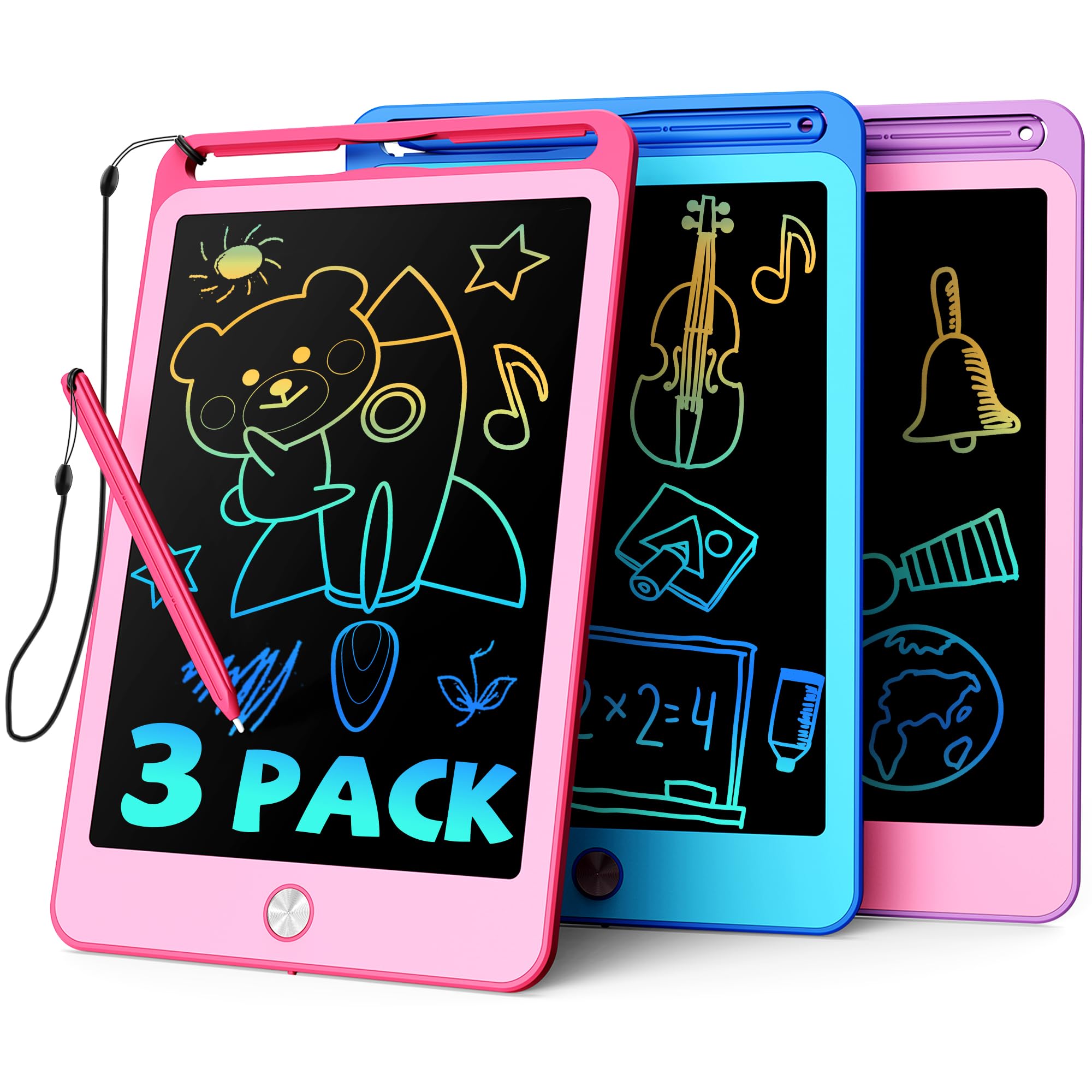 TEKFUN 3 Pack LCD Writing Tablet Toys, 8.5 Inch Colorful Kids Drawing Board for 3 4 5 6 Years Old Boys Girls, Learning Doodle Scribbler Pad for Kids, Birthday Gifts for Age 3-8 (Blue Pink Purple) — image 1