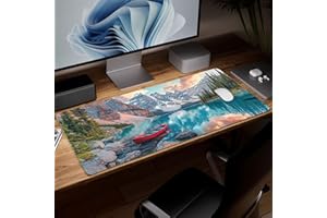 Leather Scenery Desk Pad, Colorful Art Mouse Pad Large Computer Keyboard Gaming Mousepad Waterproof Desktop Protector & Cover