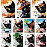 Cat Garden Flags Set of 11, Double Sided 12 x 18 Inch Black Cat Yard Flags | Small Cat Themed Garden Flag for Outside, Fall Summer Halloween Christmas Outdoor Flags, Holiday Garden Flags for All Seasons
