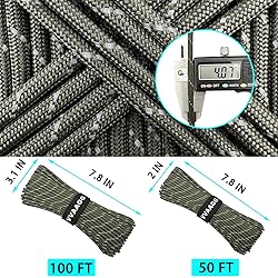 VVAAGG Reflective Paracord Rope 100FT, 7 Strand