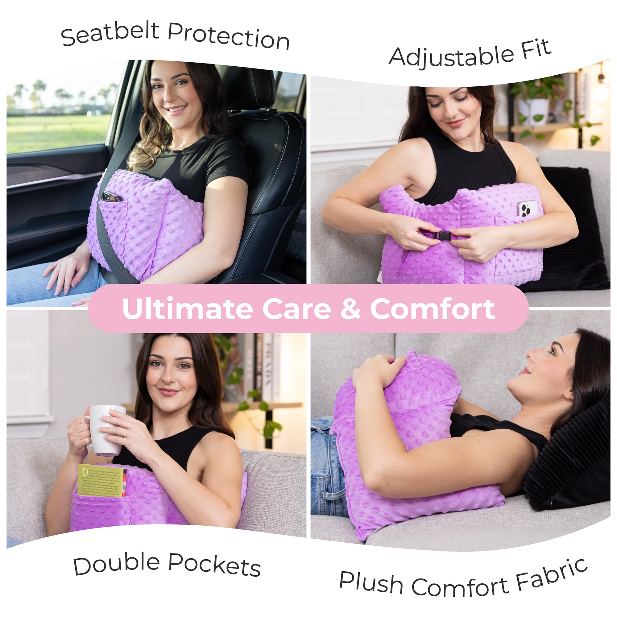 Zomaple Post Mastectomy Pillow, Lavender – Gentle Chest Protection for Sleep & Car Rides – Reduces Underarm Pressure, Cushions Everyday Bumps & Helps You Relax – Pillow for Mastectomy Recovery Support