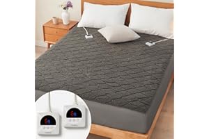 HelaSnug Electric Heated Mattress Pad King Size Heating Mattress Pad Dual Controllers 78x80IN Deep Pocket 6 Heat Settings 9-H