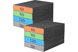 8PCS Sanding Sponge Block,Sanding Sponges of 60+80+120+220 Assorted Grits, Sandpaper Block for Wet Dry Sanding, Drywall Sandi