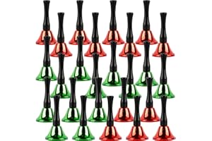 RESTROMA 26 Pcs Christmas Hand Bell Xmas Handheld Call Bell Music Red and Green Dinner Handbell for Christmas Dinner Calling Decor Party Favors