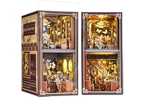 TOYQI Book Nook Kits for Adults, DIY Book Nook Kit Miniature House Dollhouse Kit, Booknook Bookend Bookshelf Decor Alley Model Build with Dust Cover