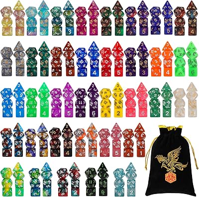 QMAY Polyhedral Dice Set 245 Pieces 35x7 D20 D12 D10 D8 D6 D4 Acrylic