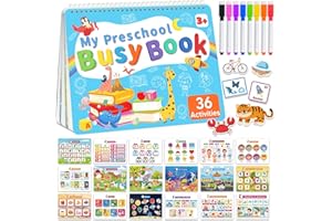 GAGULE Toddler Busy Book Preschool Learning Activities, Montessori Educational Toys for 3 4 year old Boy Girl Gifts, Tracing Coloring Activity Books for Kids Ages 3-5, Autism Sensory Travel Toys for Toddlers