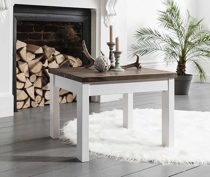 Canterbury Couchtisch in Dunkles Kiefernholz und weiß Quadratisch Noa