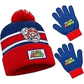 Super Mario Winter Set Gifts for Boys, Teens, 3 Piece Beanie, Scarf, & Gloves, or 2 Piece Gloves & Winter Hat