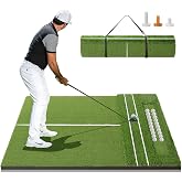 RELILAC Dual-Turf Golf Mat with Ball Tray,5x4Ft 31mm Thickened Golf Hitting Mats for Indoor/Outdoor Practice,Turf Driving Range Mats for Golf Simulators and Chipping Swing Driving Training