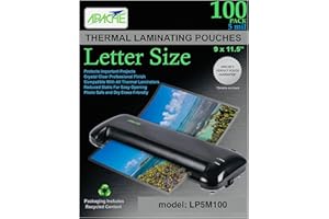 Apache Laminating Pouches 5 mil, for 8.5 x 11 inch Letter Size Paper 9 x 11.5 inch Sheets, 100 Pack