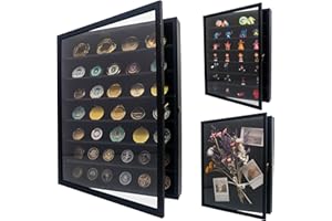 GMFrames 16x20 Wooden Shadow Box Frame with Removable Shelves Deep Display Case for Military Medals Keepsakes Black