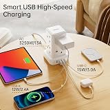 Kemelo 8 Way Tower Extension Lead with 4 USB Ports 2M Cable 13A 3250W view 3