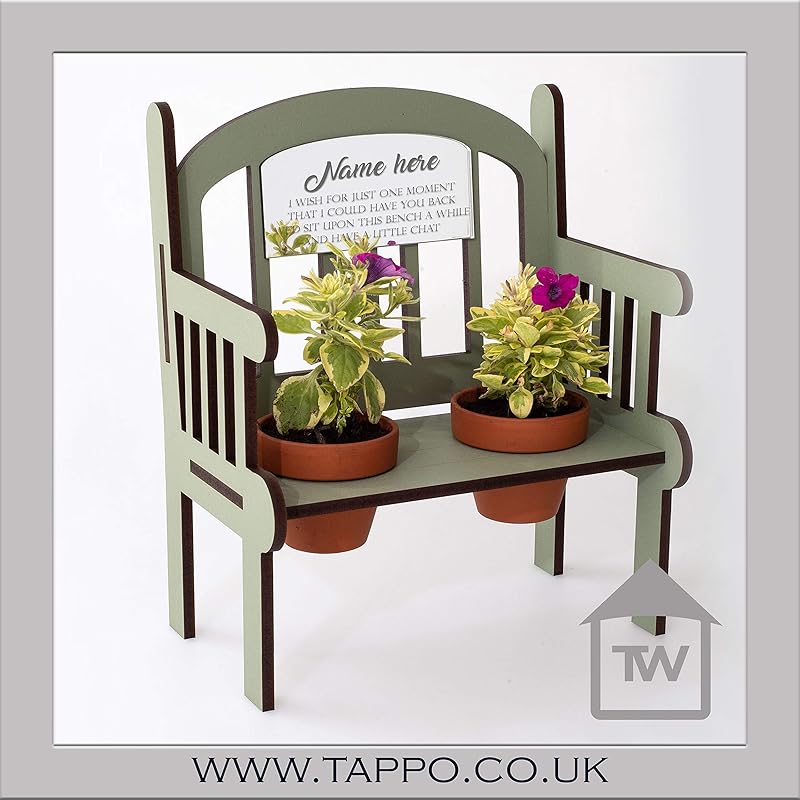 Outdoor miniature Memorial Bench with plant Pots remembrance Sympathy