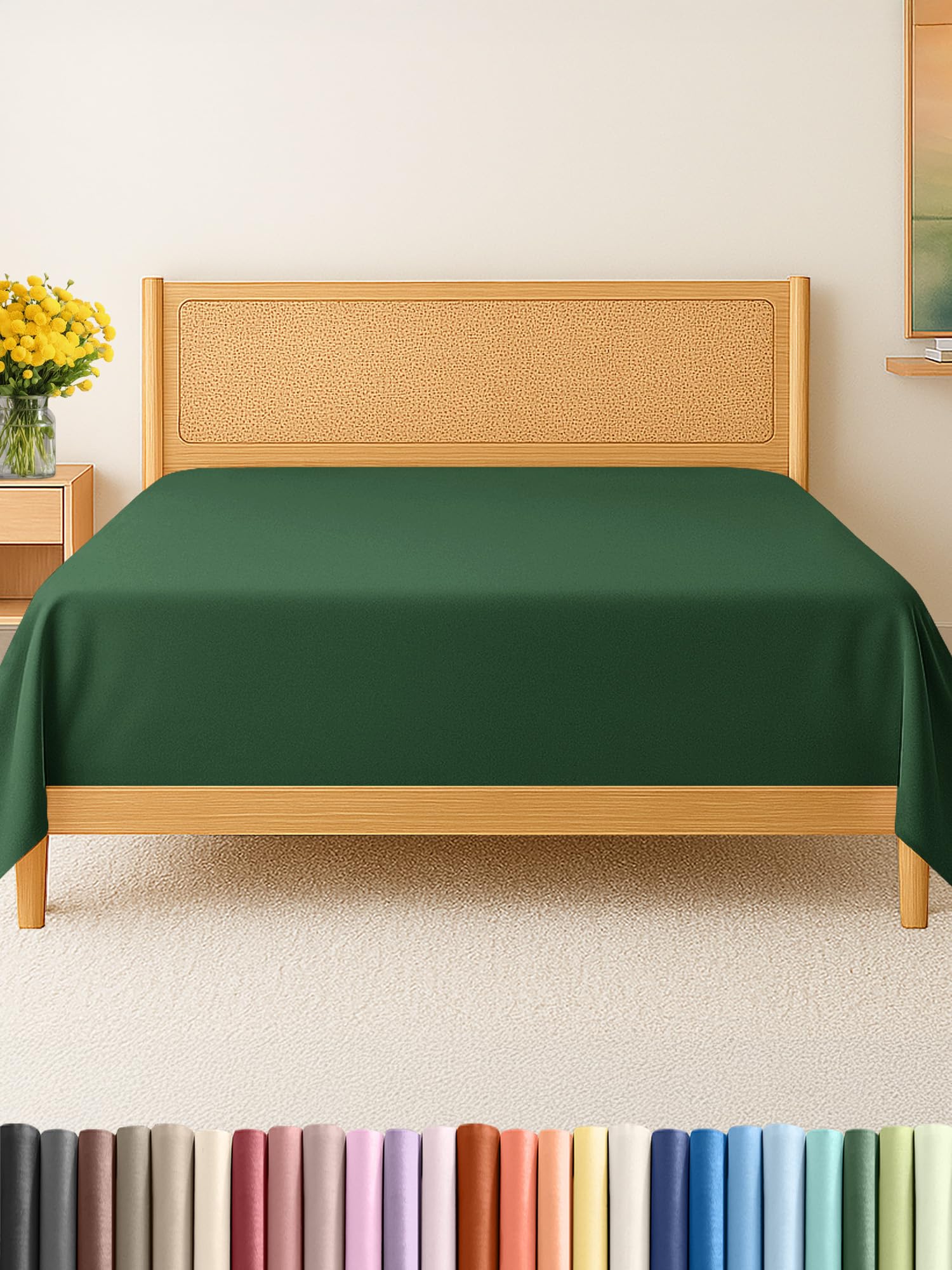 Photo 1 of King Size Flat Sheet - Hotel Quality Top Flat Bed Sheet Only - Ultra-Soft, Comfy, Breathable & Cooling - Fade & Wrinkle Free - Easy-Care, Stain & Shrink Resistant Bedding - Oeko-Tex - Emerald Green