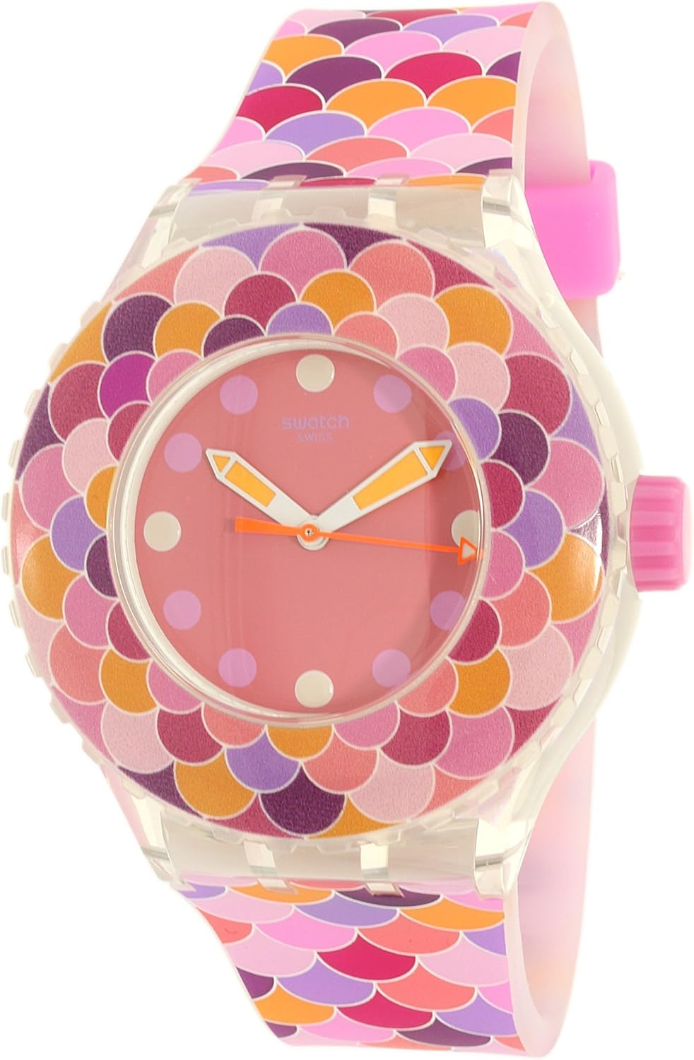 Swatch Scuba de la mujer suuk111 rosa silicona reloj cuarzo suizo