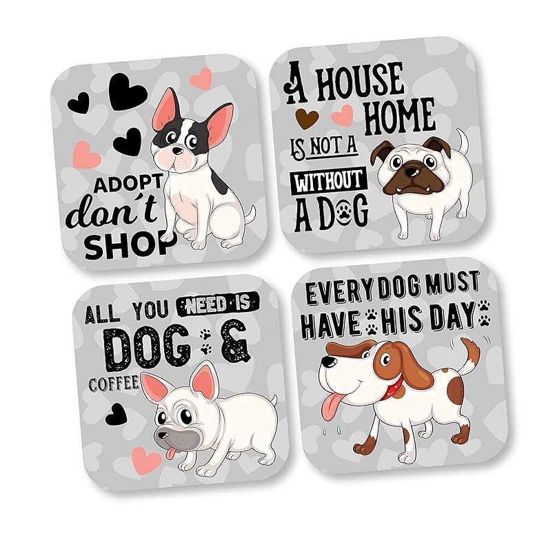 Custom Dog Coasters for Drinks Personalized Set Of 4 Or 6