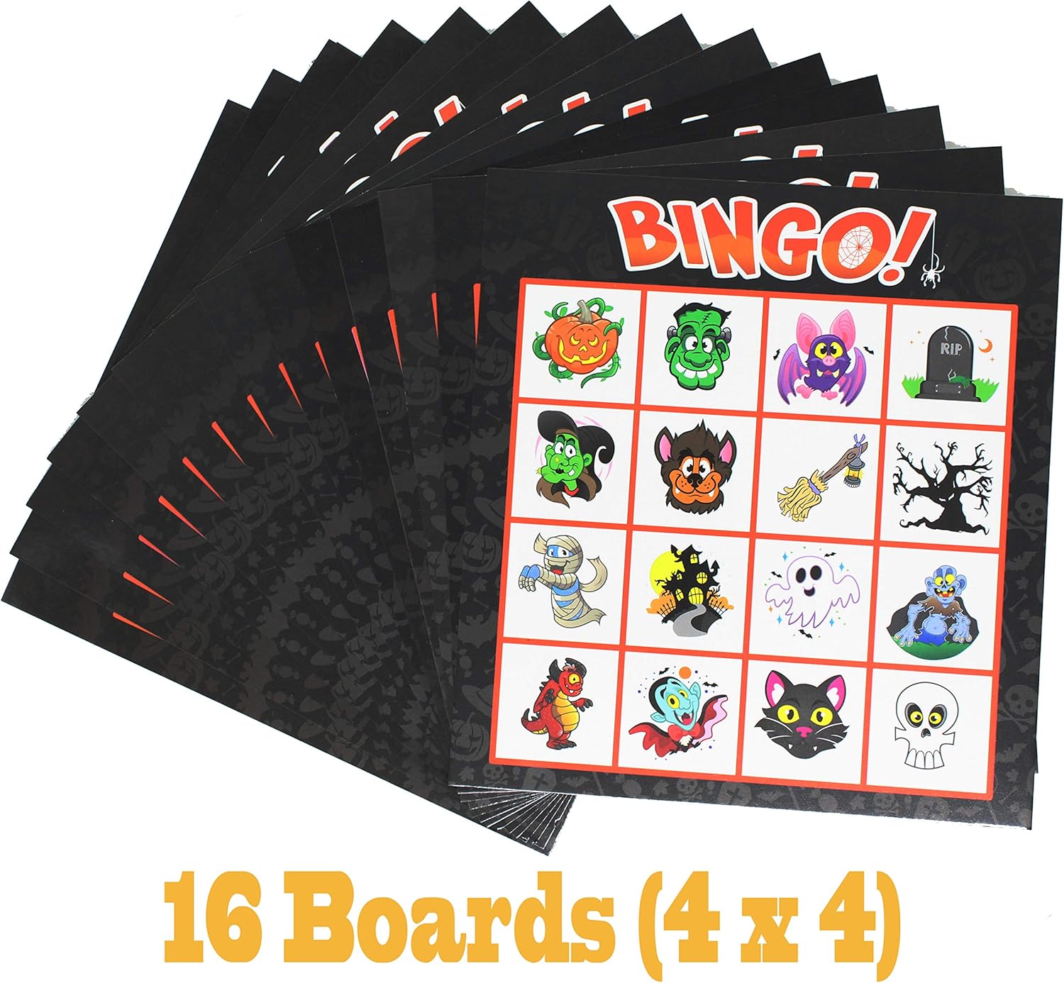 JOYIN 32 Halloween Bingo Game Cards (4x4 & 5x5) – 16 Players for Halloween Party Card Games, School Classroom Games, Trick or Treating, Halloween Party Favors Supplies, Family Activity: Toys & Games
