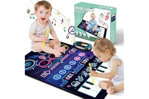 Musical Mat Baby Toys for 1 Year Old Boys, BAIAI 2 in 1 Keyboard & Drum Mat with 2 Sticks Learning Piano Mat Educational Music Toys for Toddlers Age 1 2 3 Year Old Boys Girls Easter Birthday Gifts