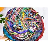 Sari Silk Ribbon/yarn/fabric Remnants 1.5oz Mixed Bag Multicolored Silk...