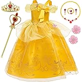 BanKids Princess Dresses for Girls Kids Costume Belle Dress Up Birthday Christmas Halloween Party with Accessories 3-10 Years