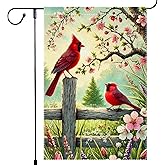 Spring Summer Cardinal Garden Flag 12x18 Inch Double Sided Burlap Outdoor Yard Lawn Rustic Farmhouse Colorful Floral Small Flags Decor