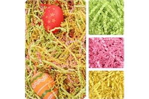 TANMWZK Crinkle Cut Paper Shred Filler 8 oz (1/2 lb) Gift Wrapping & Gift Basket Filler for Christmas,Halloween & Wedding Decorations,Easter Basket Grass Filler (Green,Pink and Yellow)