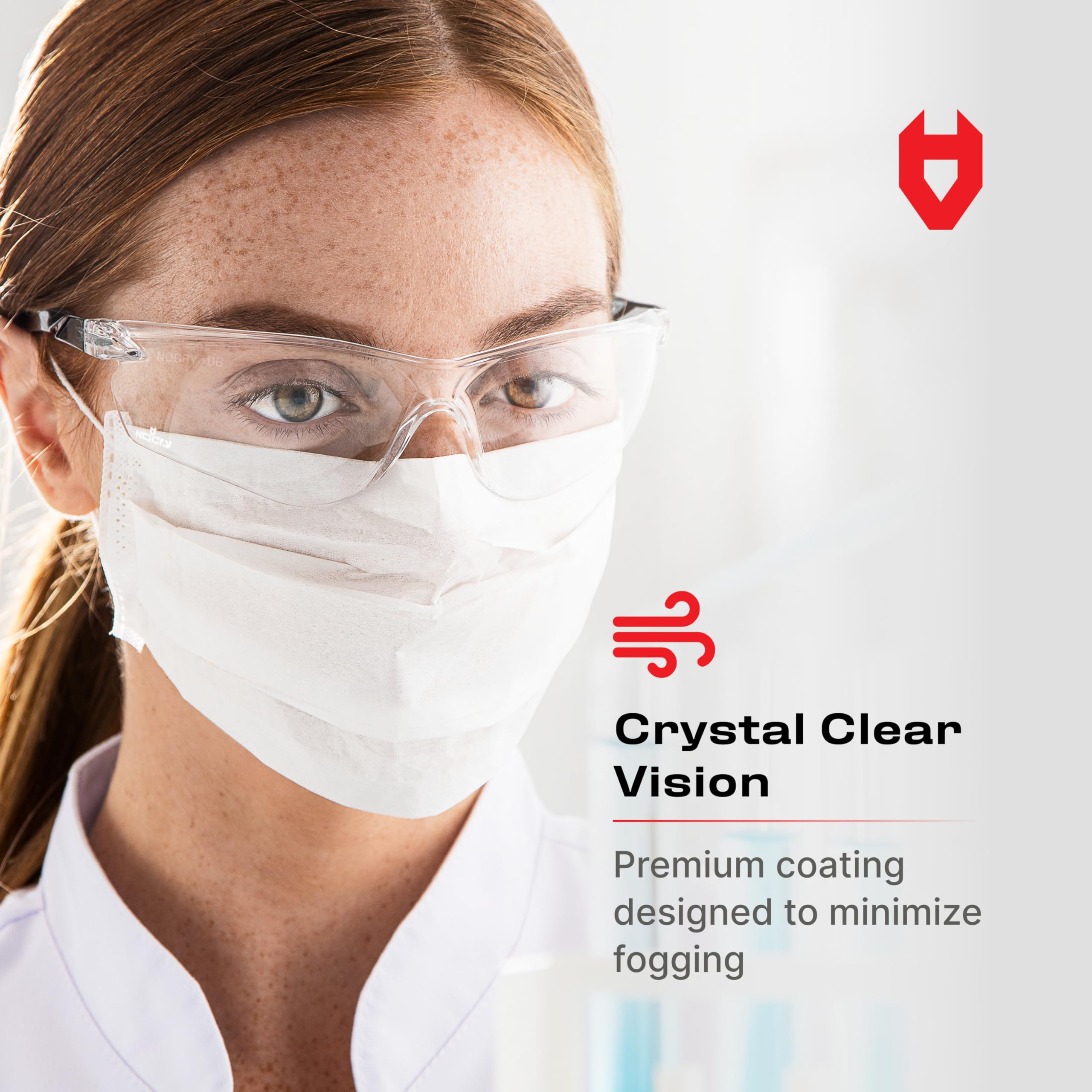 NoCry ANSI Z87.1 Safety Glasses with Scratch Resistant Coating - Anti Fog Safety Glasses, Clear Safety Eyewear for Men, 100% UV Resistant Eye Protection Glasses - Suitable for Indoor or Outdoor Use