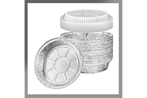 Pokanic Aluminum Foil Pans [8" Round] x [10 Pack] with Clear Dome Lids Recyclable Disposable Containers Straight Walls for Storing, Baking, Meal Prep & Reheating Freezer Oven Safe (10 Pack, 8 inch)