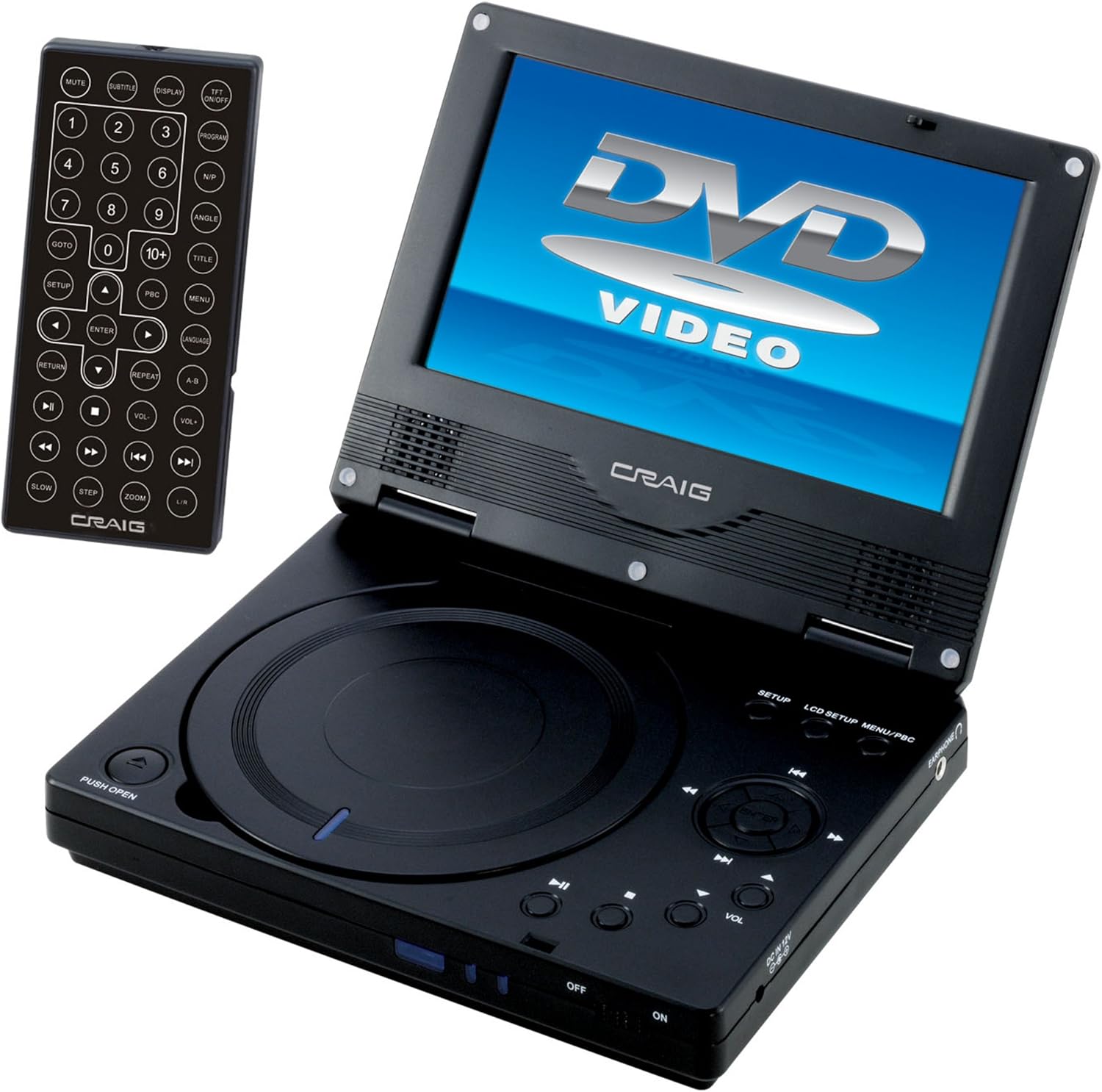 Vextra 7Inch Portable DVD/CD Player with Remote, Black (CTFT716