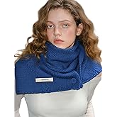 Babalet 100% Wool Scarf Women Winter Knitted Beanie Warm Cable Knit Shawl for Women with Buckle Thick Chunky Thermal Neckwear