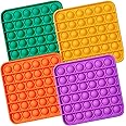 Push Pop Bubble Fidget Sensory Toy, 4-Pack Push Pop Fidget Toy, Square, Purple, Orange, Mint Green, Yellow, Party Favors