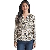 Jones New York Women's Long Sleeve Animal Printed Satin Top