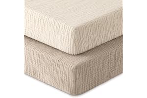Unnivoll Muslin Crib Sheets for Boys Girls, 100% Cotton Fitted Crib Sheet 2 Pack for Standard Crib and Toddler Mattress, Breathable Soft Baby Sheet 28x52x8in Beige & Khaki