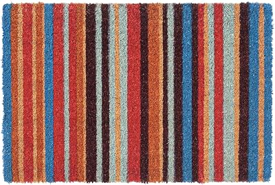 Nicola Spring Coir Door Mat 90x60cm Pinstripe Non-Slip Backing Indoor Outdoor
