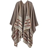 Urban CoCo Women's Color Block Shawl Wrap Open Front Poncho Cape